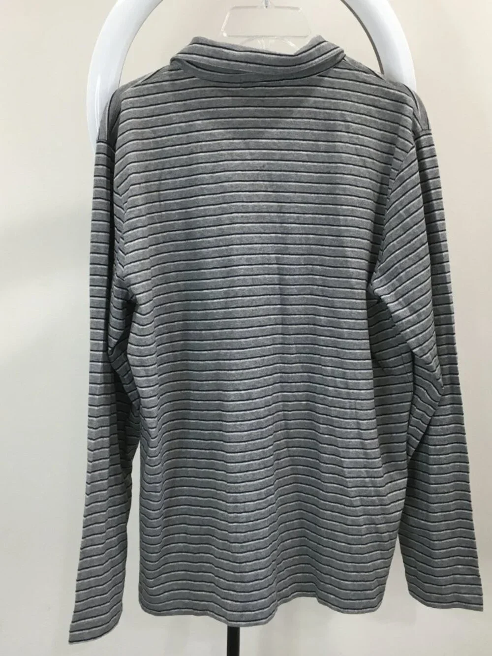 NWT BANANA REPUBLIC Navy Gray Striped Collared Long Sleeve Shirt